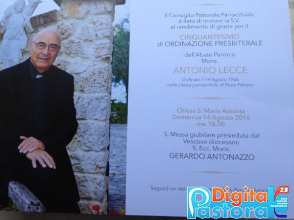 50° anniversario dell’ordinazione sacerdotale di mons. Antonio Lecce